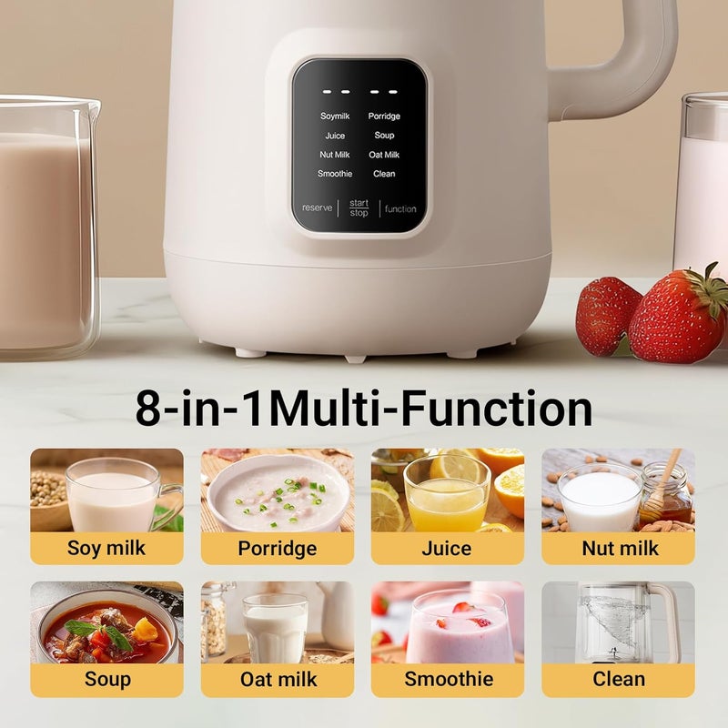 Bear 8 in 1 Nut Milk Maker Machine, 40oz/1.2L Soy Milk Maker with Self Clean/12H Delay/6H Keep Warm, One Touch Alomnd Milk Maker for Homemade Oat, Soup, Juice, Plant Based and Non Dairy Beverages - Image 2